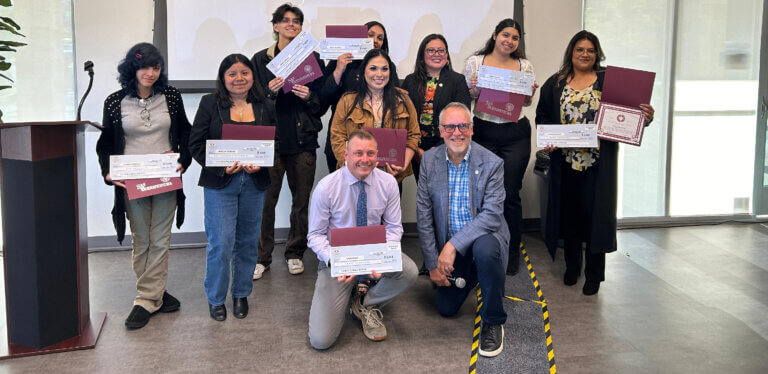 group photo of smiling scholarship winners