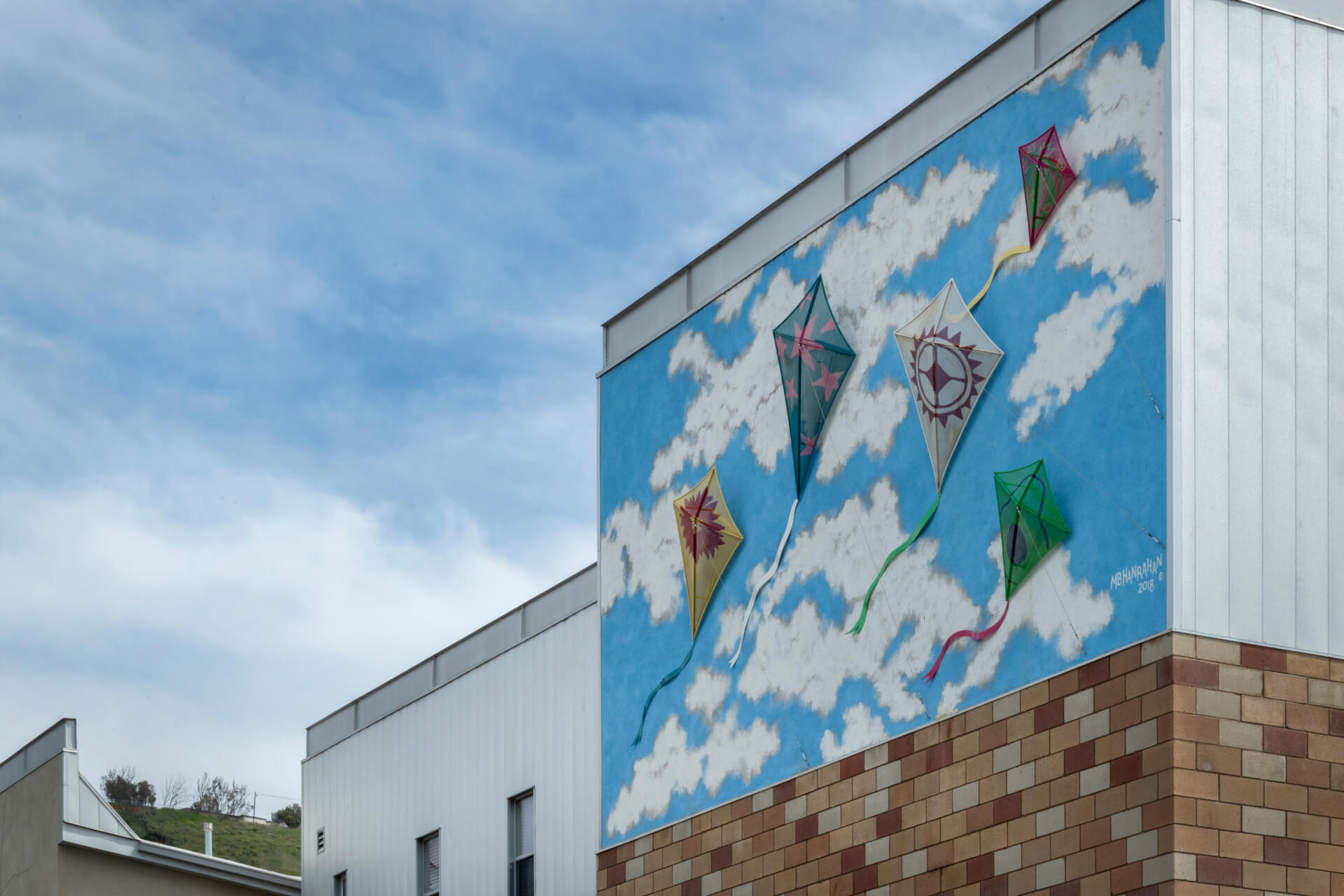 close-up of mural on building