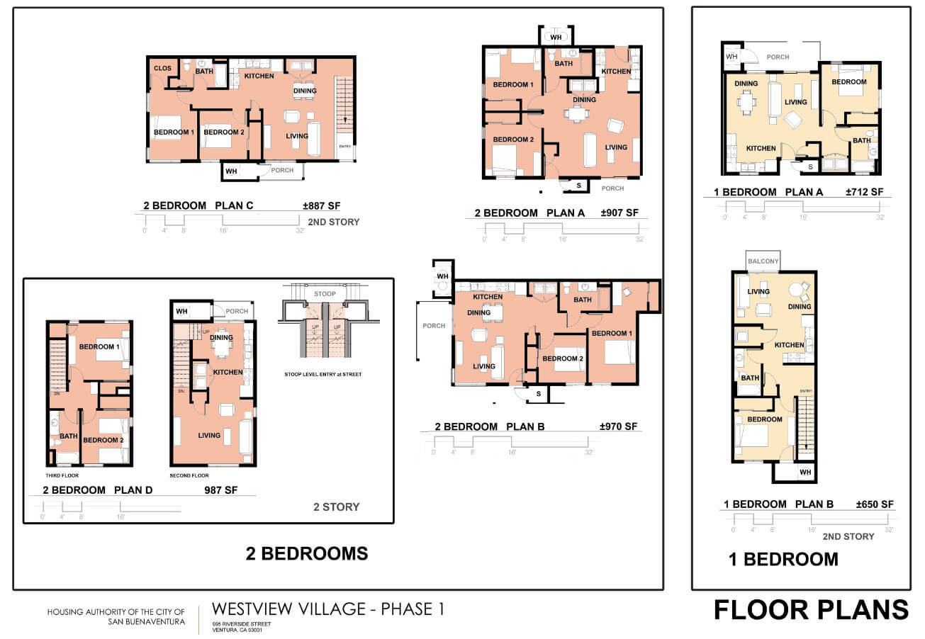Westview Village - Phase I 1 and 2 bedroom floorplans