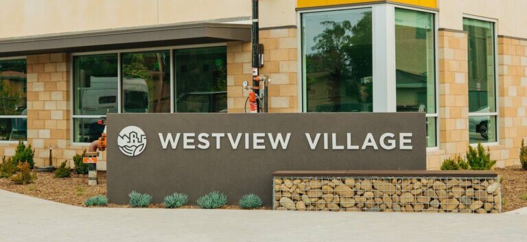 the outdoor sign for Westview Village