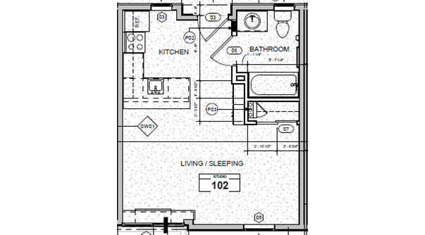 sample floor plan of a Castillo Del Sol apartment